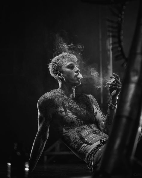 MGK in Black & White White Photo, A Man, Black And White, Tattoos, White, Instagram, Black