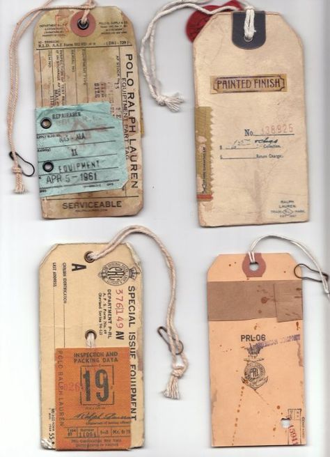 Vintage Branding of the Ralph Lauren Polo Collection - The Silent P Menu Vintage, Library Cards, New Victorian, Graphic Projects, Photo Scrapbook, Clothing Tags, Tag Design, Vintage Labels, Vintage Branding