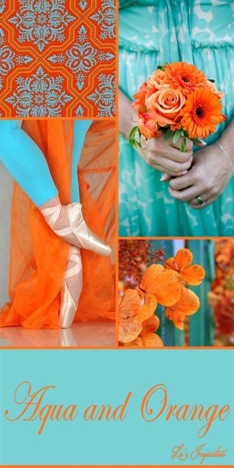 Wedding Ideas Blue, Orange Wedding Decorations, Turquoise Color Scheme, Orange And Aqua, Color Schemes Colour Palettes, Color Collage, Color Palette Design, Orange And Turquoise, Wedding Color