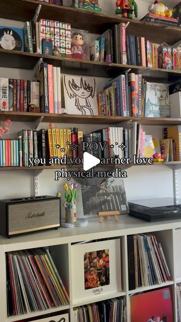 𝘢𝘭𝘭𝘪𝘴𝘰𝘯 𓅮 on Instagram: "rejecting the takeover of digital media 🫰 i’m so lucky to be with someone who has a shared love for owning physical media - books, prints, video games, zines, & music.   i’ve been sharing bits of our collection/home on t!t☻k and maybe i’ll do the same here? idk" Physical Media Collection, Library And Game Room, Cd Burning, Be With Someone Who, Female Songs, Physical Media, Library Work, Cd Collection, Pinterest Contest