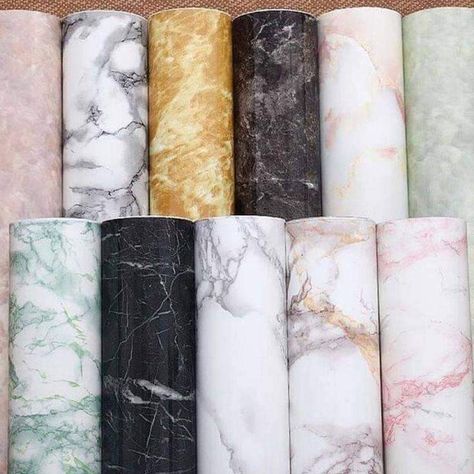 Sticker Furniture, Marble Wallpaper Bedroom, Contact Paper Countertop, Stick Decor, Mural Kitchen, Rental Bathroom, Marble Sticker, Deco Studio, Bathroom Decor Apartment