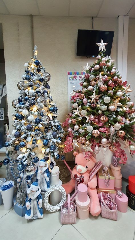 Pink Christmas tree, blue New Year,  blue decor, silver decor,  new year,  flowers,  gold and pink christmas balls,  gold decor, decorations,  snowflakes, flowers Christmas Tree 2023, 2023 Christmas Tree, Christmas Tree Pink, Decor 2023, Blue Christmas Tree, Pink Christmas Tree, 2023 Christmas, New Year Decor, Blue Christmas