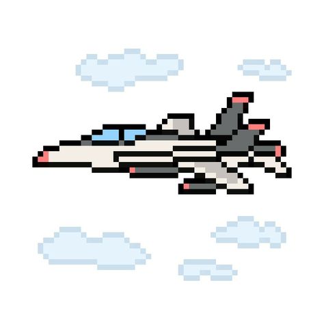 Plane Pixel Art, Pixel Art Tutorial, Pixel Art Pattern, Jet Plane, Art Tutorial, 8 Bit, Chevrolet Logo, Art Tutorials, Pattern Art