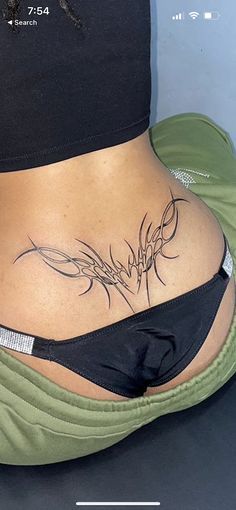 Back Sigil Tattoo, Cybergilism Tattoo Back, Cybersigilism Lower Back Tattoo, Cybersigilism Tattoo Lower Back, Tattoo In Thigh, Neotribal Back Tattoo, Sigilism Back Tattoo, Tailbone Tattoo, Cybersyglism Tattoo