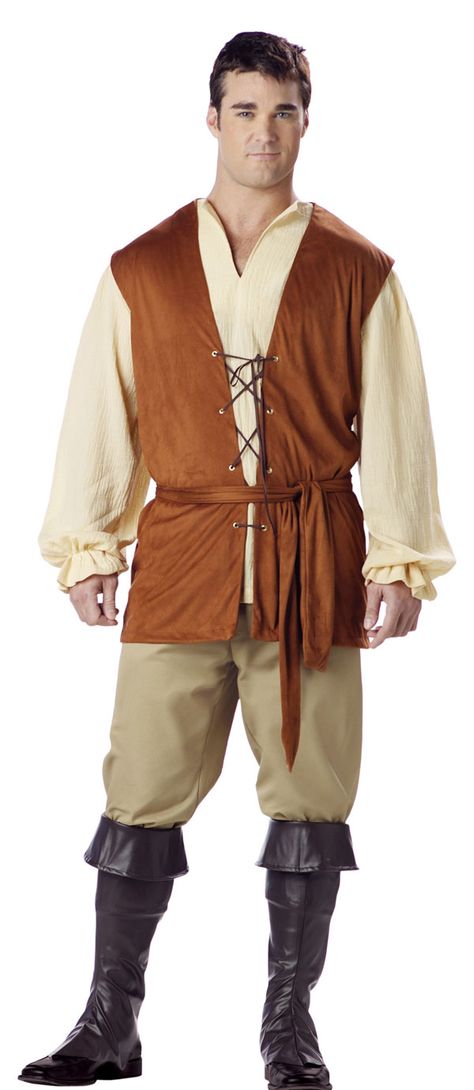 I believe the character 'Mercutio' would blend into this attire, as it is plain, much like his role in the story. Peasant Outfit, Medieval Clothing Men, Peasant Clothing, Peasant Costume, Medieval Peasant, Medieval Clothes, Medieval Costume, Medieval Clothing, Medieval Dress