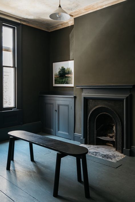 Atelier Ellis, Modern Victorian Interior Design, Modern Victorian Interiors, Moody Living Room, Victorian Interior Design, Natural Paint, Georgian Interiors, Dark Paint Colors, Victorian Interior