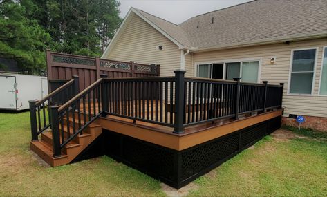 Deck Colours, Craftsman Deck, Pictures Of Decks, Deck Skirting Ideas, Skirting Ideas, Decks Around Pools, Contemporary Pool, Deck Skirting, House Traditional