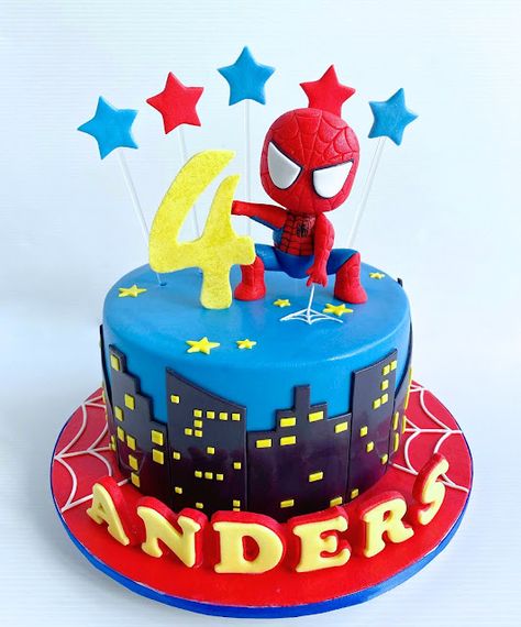 Spiderman Cake 4th Birthday, Spiderman Cake Designs For Kids, Spiderman Fondant Cake, Dort Spiderman, Spiderman Cake Birthday For Kids, Spidey Birthday Cake, Spiderman Cake Birthday, Spiderman Cake Ideas, Spidey Cake