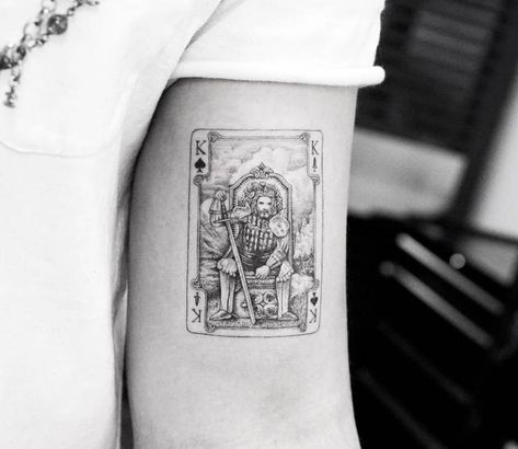 Tattoo photo - King Card tattoo by Mr. K Tattoo King Card Tattoo, Playing Card Tattoos, Casino Tattoo, Spade Tattoo, Tarot Card Tattoo, Card Tattoo Designs, King Card, K Tattoo, King Tattoos