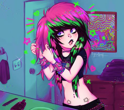 scene kid scene girl Scene Profile Picture, Scene Art Emo, Scene Fanart, Scene Emo Art, Scene Kid Art, Scene Pfp, Scenecore Art, Girl Oc, Scene Girl