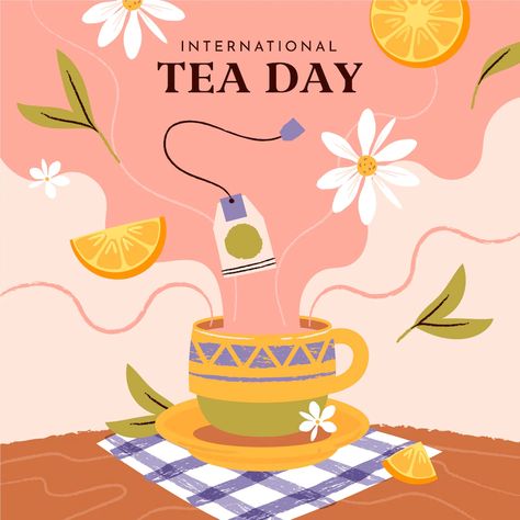 Tea Graphic Design Illustration, Tea Illustration Design, Tea Bag Illustration, Tea Illustration Art, Alex Konahin, Cup Of Tea Illustration, Tea Social Media, Cup Graphic Design, Tea Poster Design