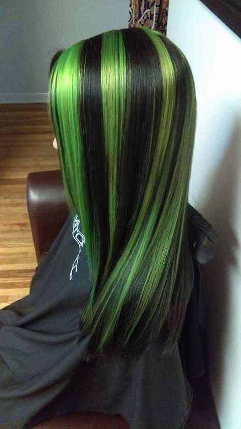 Black And Green Hair, Skunk Hair, Hair Color Streaks, Hair Streaks, Dyed Hair Inspiration, Pretty Hair Color, Hair Stylies, Alternative Hair, Scene Hair