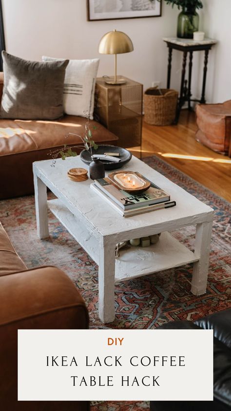 DIY Ikea Hacks Lack coffee table hack coffee table DIY Plaster Coffee Table Diy Coffee Bar Table, Plaster Coffee Table, Coffee Table Hacks, Ikea Lack Coffee Table, Lack Coffee Table, Minimalist Living Room Apartment, Ikea Coffee Table, Ikea Lack Table, Coffee Table Makeover