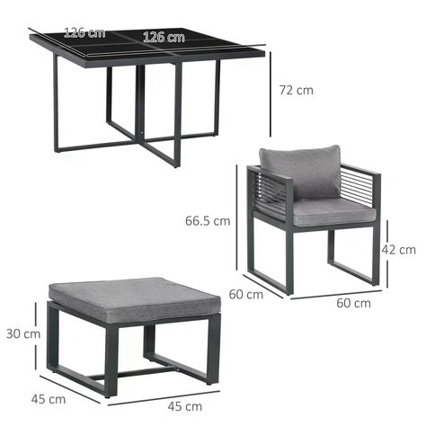 Outsunny 8 Seater Garden Dining Cube Set Aluminium Outdoor Furniture Set Dining Table, 4 Chairs and 4 Footstools with Cushion in Grey https://www.refinedhomeliving.co.uk/products/outsunny-8-seater-garden-dining-cube-set-aluminium-outdoor-furniture-set-dining-table-4-chairs-and-4-footstools-with-cushion-in-grey Refined Home Living #Bestseller Dining Table 4 Chairs, Set Dining Table, Metal Garden Furniture, Aluminium Outdoor Furniture, Patio Dining Furniture, Dining Table 4, Cube Table, Rope Decor, Tempered Glass Table Top