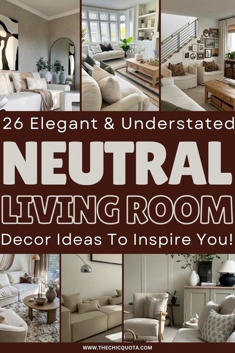 neutral living room Living Room Designs Pictures, Neutral Bright Living Room, Neutral Taupe Living Room, Designing Living Room Ideas, Brown And Ivory Living Room, Neutral Minimalist Decor, Neutral Color Living Room Decor, Casual Family Room Design, White Walls Living Room Decor Ideas