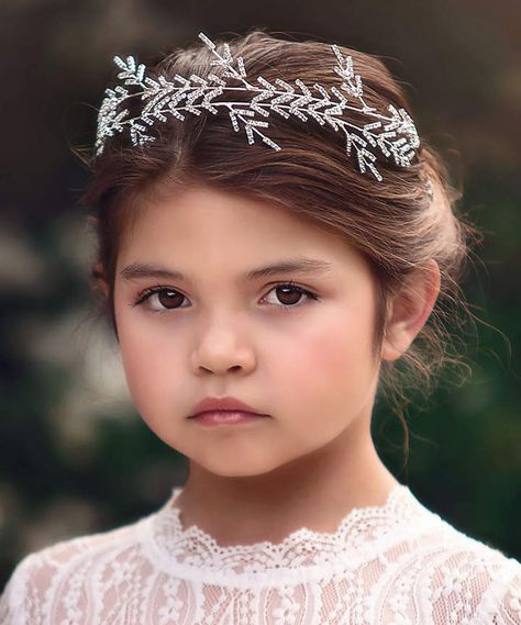 Trish Scully Child Girls' Crowns and Tiaras Ivory - Athena Tiara Flowergirls Hairstyle, Hairstyle With Headband, Trish Scully, Boho Tiara, Dog Size Chart, Delicate Gold Ring, Charles And Colvard Moissanite, Bearer Outfit, Head Pieces