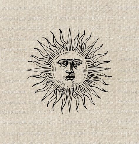 CETTE LISTE EST POUR UN TÉLÉCHARGEMENT NUMÉRIQUE INSTANTANÉ. Art original représentant l'art clipart antique du soleil céleste.  Conceptions cosmiques esthétiques célestes en téléchargement numérique. Ambiance Boho Ephemera pour un décor académique sombre. Nos images peuvent être appliquées à une grande variété de matériaux et à différents types de tissus.  L'image clipart peut être utilisée pour la réservation de ferraille, la décoration intérieure, le découpage, le collage, les impressions, le Boho Ephemera, Sun Art Aesthetic, Dark Academia Tattoo, Sol Aesthetic, Sun Clip Art, Sun Celestial, Celestial Aesthetic, Decoupage Collage, Collage Prints