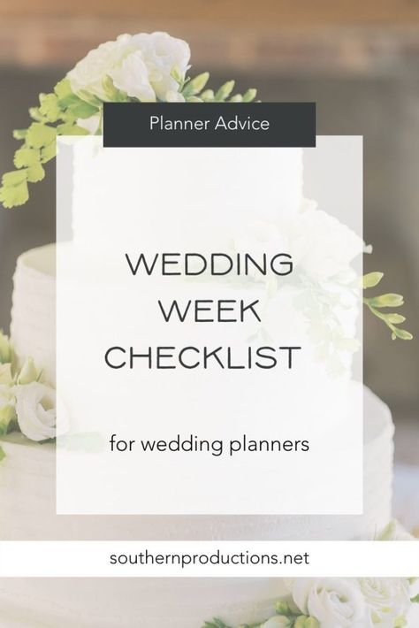 Get out wedding week checklist for planners. | Wedding planner education | Do you need a wedding week process so you don't forget important things you need to be doing as the wedding planner the week of the wedding? #weddingplanner #weddingplannertips #weddingplannermentor #weddingplannerprocess #weddingplannereducation #weddingplannereducator #howtobecomeaweddingplanner Week Checklist, Wedding Officiant Business, Wedding Planner Business, The Wedding Planner, Week Planner, Engagement Season, Wedding Planning Business, Wedding Week, Event Planning Business