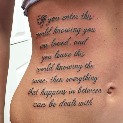 Stomach Tattoos Quotes, Quotes On Stomach Tattoo, Script Stomach Tattoo, Stomach Writing Tattoo, Stomach Tattoos Words, Stomach Word Tattoos, Stomach Lettering Tattoo Women, Paragraph Tattoos For Women, Girl Stomach Tattoos