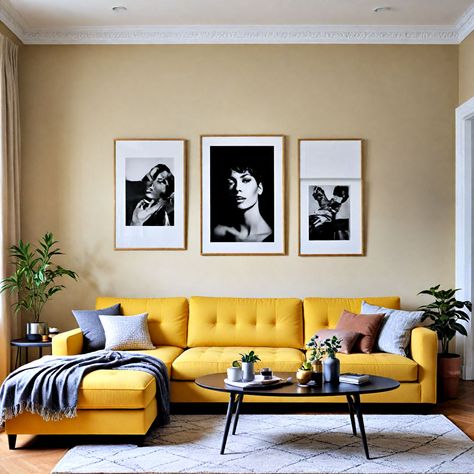 15 Yellow Couch Living Room Ideas To Steal Right Now Yellow Sectional Sofa Living Room, Living Room With Yellow Couch, Yellow Couch Decor, Mustard Sofa Living Room Ideas, Yellow Sofa Living Room Ideas, Yellow Couch Living Room, Yellow Couch Living Room Ideas, Mustard Sofa, Boho Decor Ideas