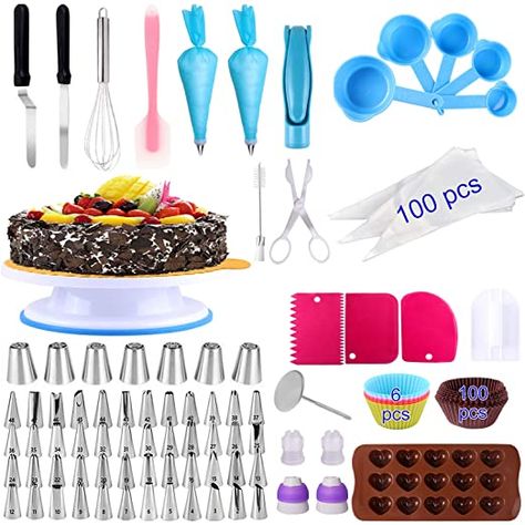 Cake Decorating Supplies 283 PCS Cake Decorating Kits with Rotating Turntable Stand, Leveler, 48 Icing Tips,100 Disposable Bags,Chocolate Mold, Cake Decorating tools for Beginners and Pro Cake Lovers : Amazon.com.au Cake Decorating Stand, Turntable Cake, Cake Decorating Equipment, Silicone Cupcake Molds, Cake Turntable, Springform Pan Cake, Diy Mothers Day, Diy Bird Bath, Smooth Cake