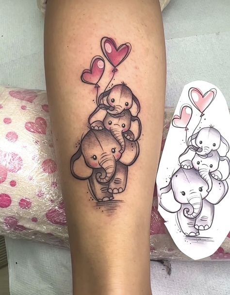 Mom Of Two Tattoo Elephant, Momma Lion With Cubs Tattoo, Mother Of 3 Tattoo Ideas Elephants, Mother Of 2 Daughters Tattoo, 2 Daughter Tattoos For Mom, Mom Of Two Tattoo Designs, Tattoo To Honor Husband, Mom Tattoo Designs For Son And Daughter, Mother And 2 Kids Tattoo