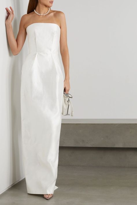 Classic White Dress, Simple Gowns, Chic Brides, Wedding Reception Dress, Dream Wedding Ideas Dresses, Popular Dresses, Column Dress, Satin Wedding Dress, Satin Gown