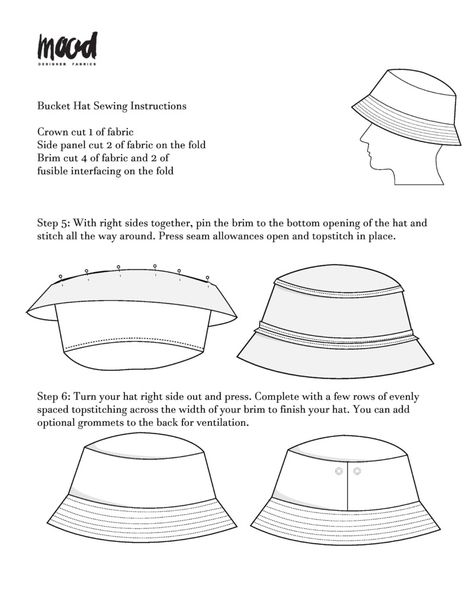 The Bucket Hat - Free Sewing Pattern - Mood Sewciety Free Bucket Hat Pattern, Bucket Hat Sewing Pattern, Bucket Hat Sewing, Bucket Hat Pattern Free, Sunhat Pattern, Bucket Hat With String, Hat Sewing Pattern, Hat Sewing, Hat Template