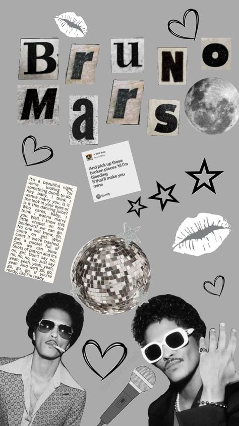 Grey, Bruno mars, stars, planet, hearts Make You Mine Spotify, Bruno Mars Music, Mars Wallpaper, Bruno Mars, Marry You, Dumb And Dumber, Mars, Cute Wallpapers, Make It Yourself