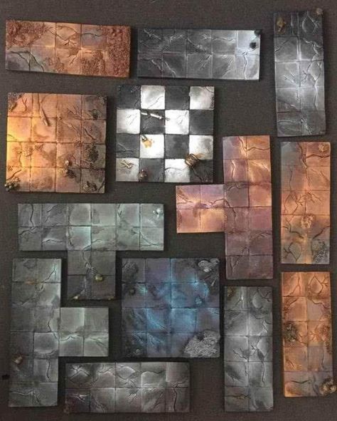 Warhammer Quest 3D tiles. Working on a full set of replacement 3D tiles for tge base game, Catacombs of Terror and Lair of the Orc Lord. Tiles cast by Chris at Shed games. #wip #warhammerquest #painted #painting #warhammer #warhammerfantasy #dungeonsanddragons #commissionsopen #shedgames #quest Basing Miniatures, Modular Dungeon, Grey Mountains, Hero Quest, Warhammer Quest, Hirst Arts, Dnd Crafts, Dungeon Tiles, Dnd World Map