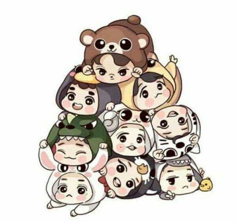 Chibi EXO #fanfiction # Fanfiction # amreading # books # wattpad Exo Cartoon, Exo Chibi Fanart, Exo Anime, Exo Stickers, Exo Chibi, Exo Art, Exo Fan Art, Exo Fanart, Exo Lockscreen