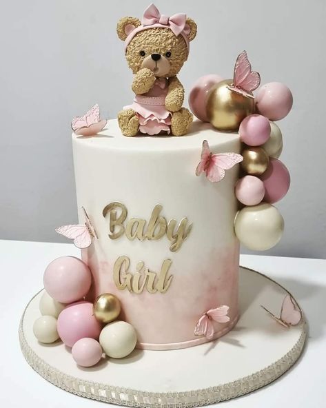 Tort Baby Shower Girl, Baby Shower Cake Ideas Girl, Girl Baby Shower Cake Ideas, Baby Shower Cake Ideas Unique, Bearly Wait Baby Shower Cake, Baby Girl Shower Cakes, Baby Girl Shower Cake, Bear Baby Shower Cake