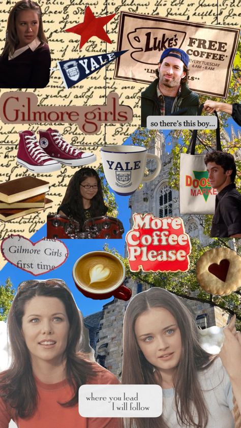 Lorelai Gilmore Aesthetic Wallpaper, Lorelei Gilmore Wallpaper, Lorili Gilmore And Luke, Lorelai Gilmore With Coffee, Gilmore Girls Luke And Lorelai, Coffee Books, Free Coffee, Create Collage, Gilmore Girls