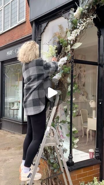 Visual Merchandiser /Interior Stylist/ Artist /Murals on Instagram: "FLORAL ARCH INSTALLATION   I’ve absolutely loved installing this arch for @mayandgracebridal in Haslemere.   There is nothing more magical than foxgloves and poppies! I was so excited looking for the right faux flowers for this Instillation. It had to be high quality and work perfectly with the insanely beautiful dresses!   Can’t wait to transform the rest of the shop!   #wedding #weddingdress #weddinginspiration #weddingdecor #weddingideas #windows #fauxflowers #flowers #wildflowers #creativedesign #creativeprocess #flowerarch #flowerpower #retail #highstreet #vm #visualdisplay #display #windowdisplay #haslemere #surreybusiness #surreyweddings" Florist Window Display, Arch Installation, Vintage Booth Display, Vintage Booth, Visual Merchandiser, Booth Display, Floral Arch, Arched Windows, Visual Display