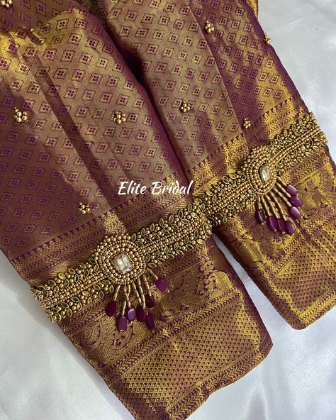 Customised Blouse With Sleeve Crystal 💗 Netted Blouse Designs, Latest Bridal Blouse Designs, Hand Work Design, Net Blouses, Simple Embroidery Designs, Hand Work Blouse, Trendy Blouse, Saree Blouse Designs Latest, Hand Work Blouse Design