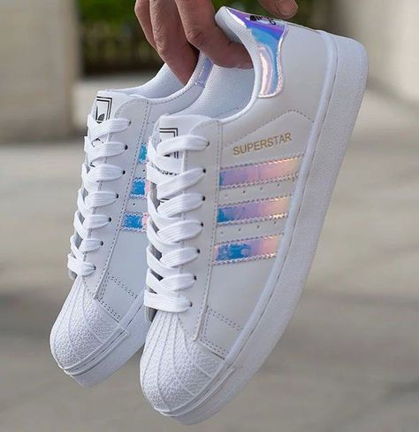 Adidas Fashion Reflective Shell-toe Flats Sneakers Sport Shoes ,Adidas shoes #adidas #shoes Adidas Superstar Holographic, Adidas Shoes Women, Sneakers Adidas, Casual Running Shoes, Adidas Sneaker, Adidas Fashion, Casual Lace, Flat Sneakers, Shoes Trainers