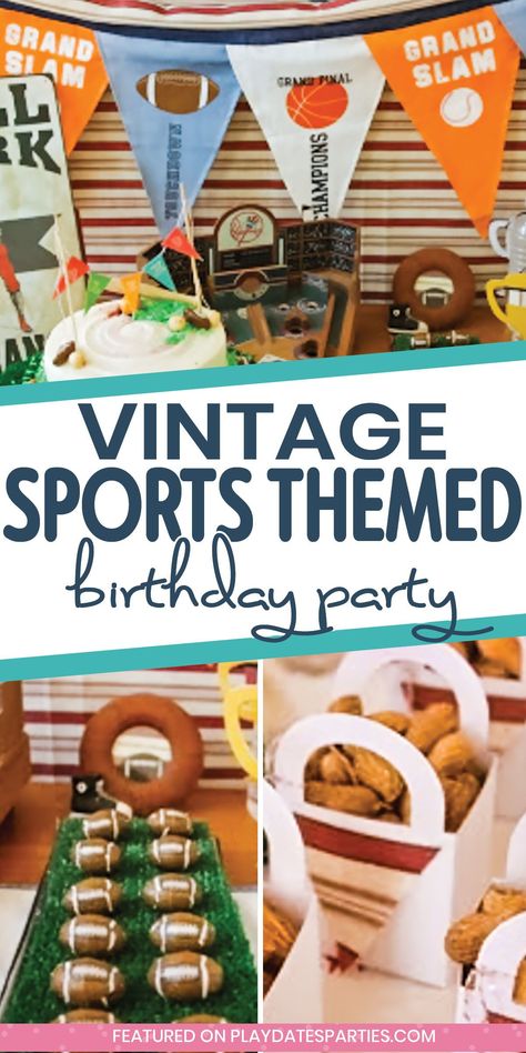 How adorable are these sports themed birthday party ideas? I love the vintage style, and the simple decorations. This party is the perfect inspiration for boys parties or for a 1st or 2nd birthday too. Don’t forget to check out the sports themed birthday cake and sports themed birthday games too. All Sports Theme Birthday Party, Sports Theme First Birthday Cake, Sport Theme 1st Birthday Party, Sports Birthday Decor, Mvp Birthday Party Sport Theme, Sports Kids Birthday Party, 2 Year Sports Birthday, Vintage Sports Birthday Party, Adult Sports Themed Birthday Party Ideas