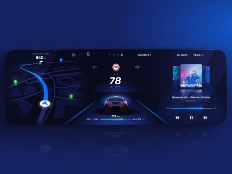 Electric Vehicle HMI Dashboard Design by Andrii Perevoznik on Dribbble Bmw Electric, Dashboard Interface, Car Ui, Dashboard Ui, Car Dashboard, Dashboard Design, Head Unit, Electric Vehicle, Mobile Ui