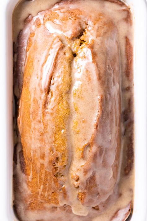 Made from a pumpkin base and mixed with fall spices, this pumpkin loaf is moist and pretty much the perfect thing to make in the autumn! Topped with a maple glaze, it's like heaven in edible form! | wyseguide.com #thatssowyse #pumpkin #pumpkinbread #fall #autumn