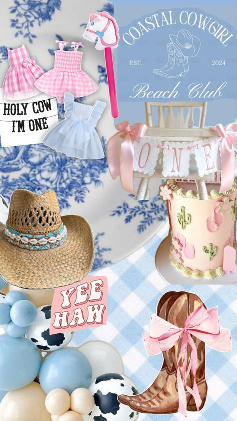 First Birthday Party idea for Baby Girl Coastal Cowgirl Birthday, Cowgirl 1st Birthday Party, Cowgirl 1st Birthday, First Rodeo Birthday Party, Rodeo Birthday Party, Birthday Party Blue, First Rodeo Birthday, Rodeo Birthday Parties, Rodeo Birthday