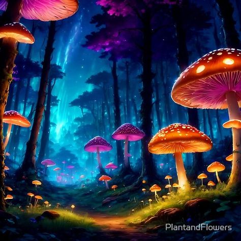 Cosmic Mushroom, Forest Prints, Stickers Wallpaper, Clothing Stickers, Iphone Wallpaper For Guys, Mushroom Forest, Trippy Art, Photo Print, Creative Studio