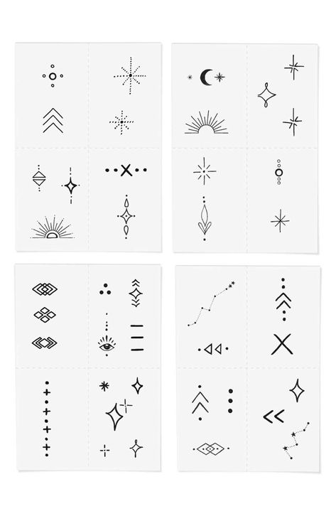 What it is: A pack of celestial temporary tattoos that will instantly elevate your look—no commitment needed.What it does: This pack of temporary tattoos features over 20 hand-drawn designs inspired by the sky. The tattoos are easy to apply on skin and come in assorted sizes to fit different areas of your body. Sizes range from 1/2" to 2 1/2" Over 20 assorted designs Paraben-free; phthalate-free; sulfate-free; silicone-free; fragrance-free; oil-free Cruelty-free Vegan ink Made in the USA Hand Tattoo Between Thumb And Pointer, Heart With Rose Tattoo, Celestial Hand Tattoos For Women, Celestial Finger Tattoo, Simple Bracelet Tattoo, Finger Tatoos Woman, Finger Tattoos Designs, Unique Finger Tattoos, Hand Drawn Tattoos