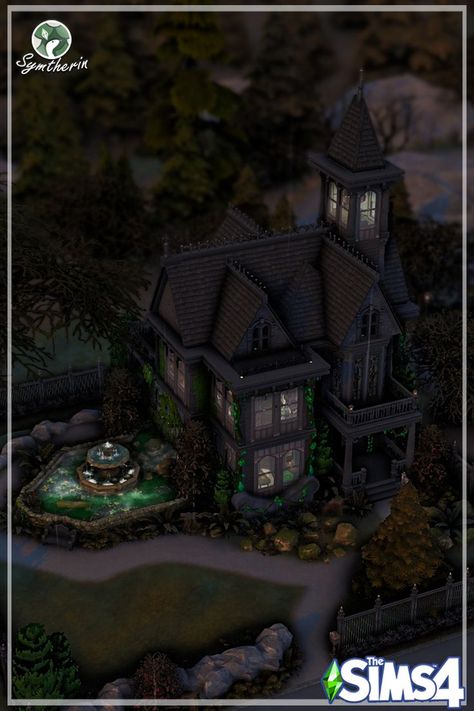 Goth House Exterior, Sims 4 Victorian House, Gothic House Plans, Dark Academia House, Bloxburg Victorian House, Academia House, Vampire Mansion, Mansion Plans, Vampire House