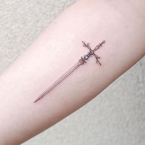 Three Of Swords Tattoo Dainty, Minimalist Tattoo Swords, Vorpal Blade Tattoo, Tiny Dagger Tattoo, Saber Tattoo, Scepter Tattoo, Small Dagger Tattoo, Feminine Dagger Tattoo, Gothic Tattoos