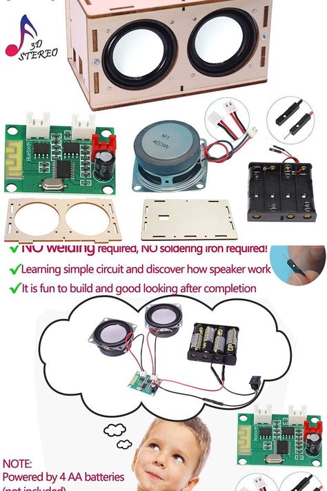 DIY Bluetooth Speaker Box Kit Electronic Sound Amplifier - Build Your Own Portable Wood Case Bl DIY Bluetooth Speaker Box Kit Electronic Sound Amplifier - Build Your Own Portable Wood Case Bl Diy Bluetooth Speaker Kit, Bluetooth Speaker Box, Diy Bluetooth Speaker, Sound Science, Learning For Kids, Speaker Kits, Sound Amplifier, Shower Speaker, Simple Circuit