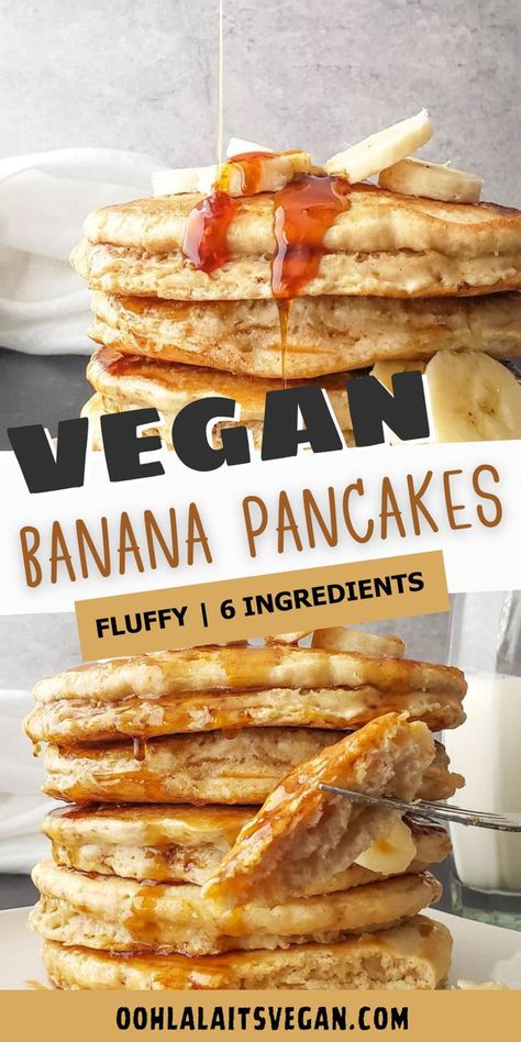 a collage of vegan banana pancakes Vegan Banana Breakfast Recipes, Banana Pancakes Vegan, Vegan Recipes Breakfast, Vegan Cookie Dough Bites, Vegan Pancake Recipe, Vegan Tofu Scramble, Best Vegan Pancakes, Banana Egg Pancakes, Vegan Bites