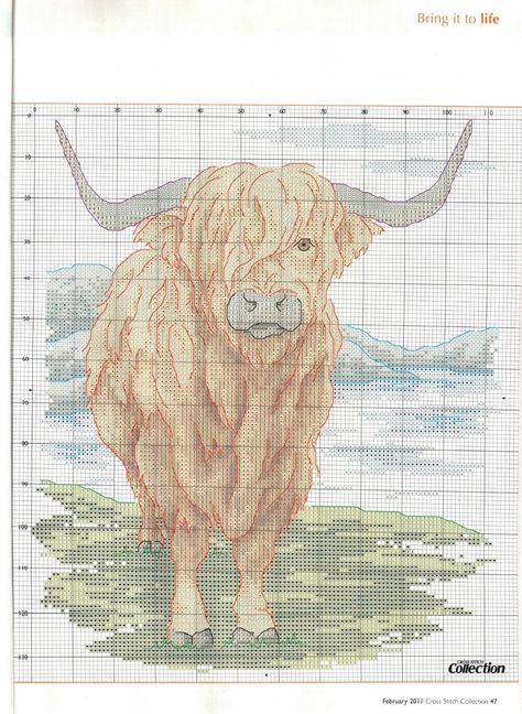 Highland Cow1 C2c Crochet Baby Blanket Pattern, Highland Cow Mini, Stitch Cow, Cow Cross Stitch, Cross Stitch Cow, Cross Stitch Silhouette, Autumn Craft, Stitch Cards, Stitch Collection