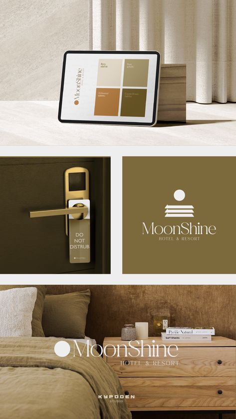 Logo and branding for a new hotel & resort - Moonshine. Resort Branding, Spa Logo Design, Hotel Logo Design, Resort Logo, Spa Logo, Hotel Door, Hotel Logo, Logo And Branding, Luxury Lodge