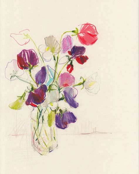 Claudia Lowry on Instagram: “Sweet peas in a vase #3 Graphite and colour pencil on paper. 21cm x 29.7cm. Available via the link in my bio to my online shop.…” Drawing Colour Pencil, Color Pencil Illustration, Colour Pencil, Floral Drawing, Sweet Peas, Pencil On Paper, Color Pencil Art, Pencil Illustration, Pastel Art