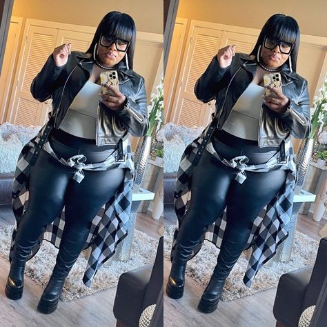 faux leather moto jacket (Black) PlusSizeSummerStyle #summervivibes #plussizefashionista #ootd #plussizequeen #plussize #summerfashion. https://whispers-in-the-wind.com/the-ultimate-plus-size-outfit-guide-summer-in-style/?108 Graffiti Blazer, Winter Mode Outfits, Plus Size Baddie Outfits, Plus Size Fall Fashion, Plus Size Fall Outfit, Autumn Look, Big Girl Fashion, Faux Leather Moto Jacket, Looks Black